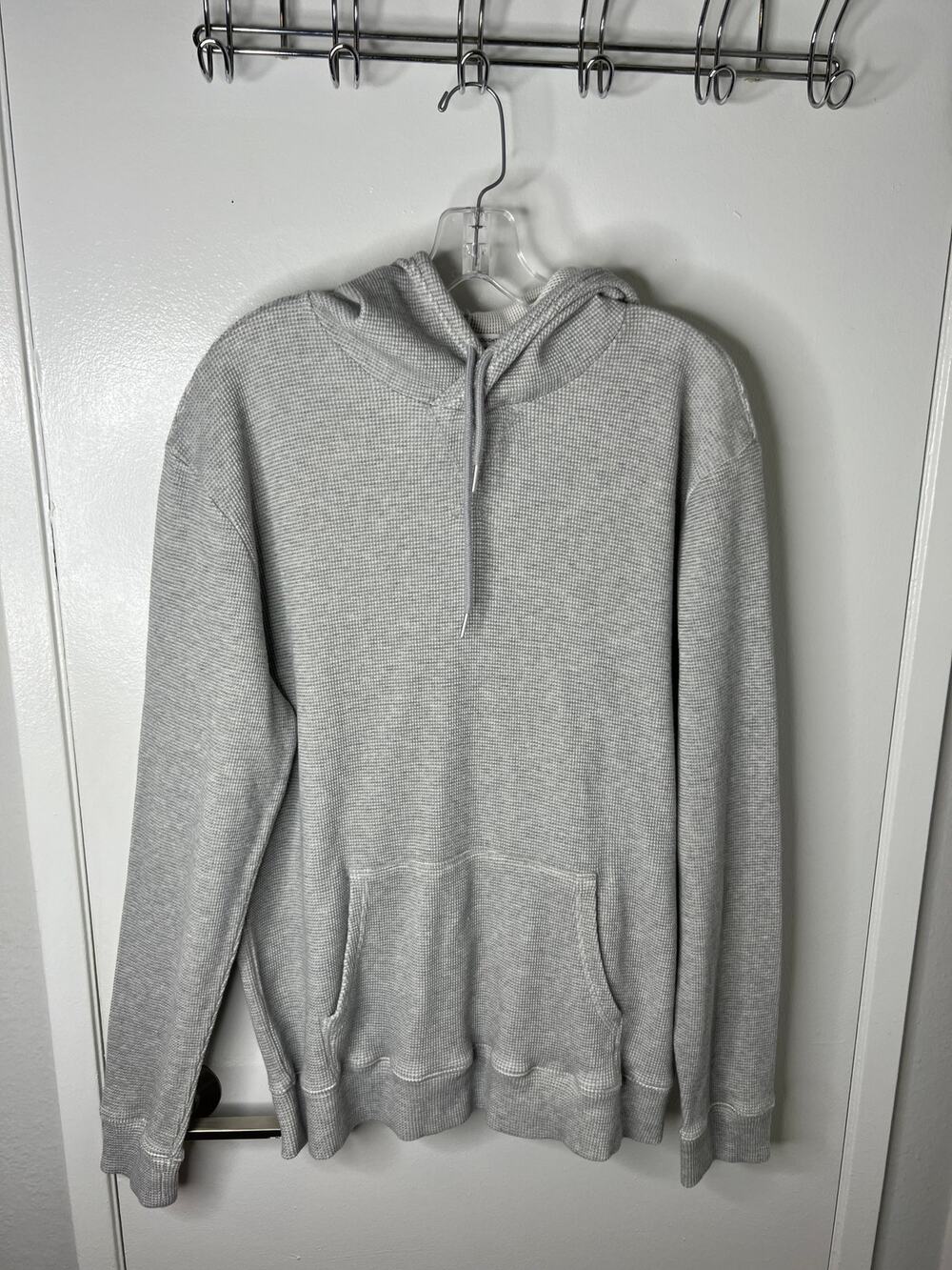 Threads 4 Thought Men's Thermal Hoodie Light Grey ~ Size XL